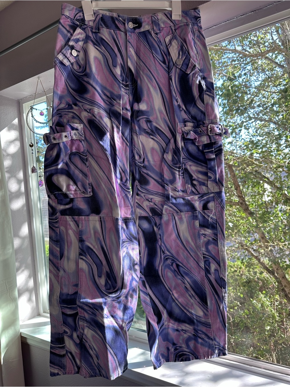 POSTER GIRL Purple Marble Cargo Pants